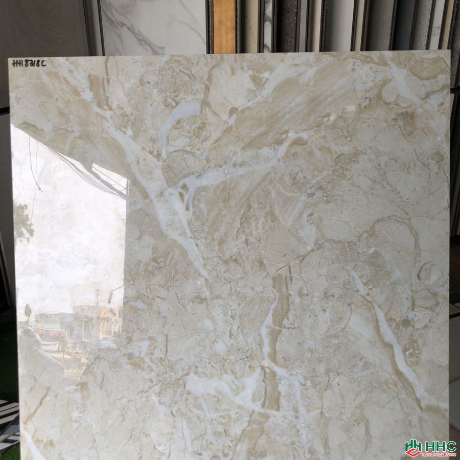 Đá bóng kiếng toàn phần 80x80 nâu đá tự nhiên HH8718C